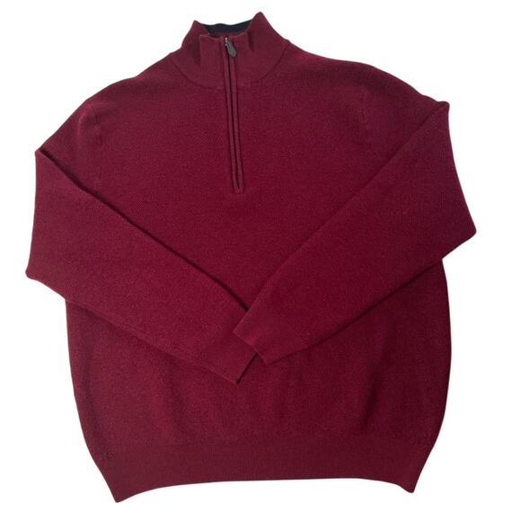 Brooks Brothers Men's Cashmere Blend Burgandy 1/4 Zip Sweater Size X-Large - Picture 1 of 8